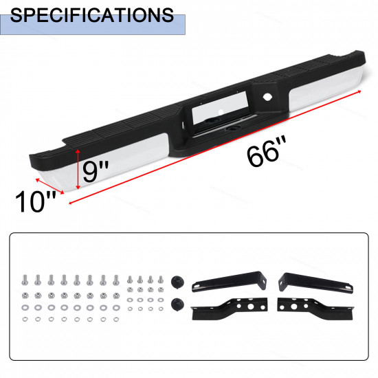 Chrome Rear Step Bumper Assembly Face Bar Fits 1993-2011 Ford Ranger Fleetside